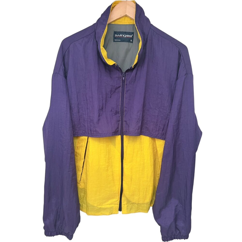 Swingster Purple Lined Colorblock Jacket Nylon USA Men's Large